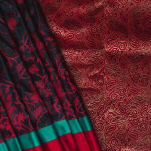 Royal Crimson Jacquard Silk Saree with Contrast Border